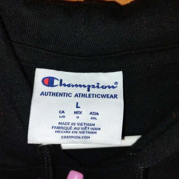 WOMEN'S BLACK CHAMPION Y2K HOODIE LARGE SIZE AUTHENTIC ATHLETIC WEAR - Picture 2 of 4